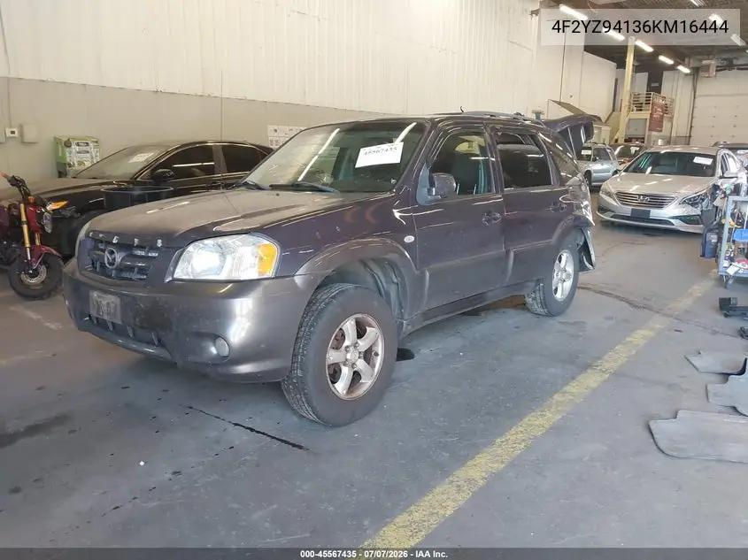 2006 Mazda Tribute S VIN: 4F2YZ94136KM16444 Lot: 45567435