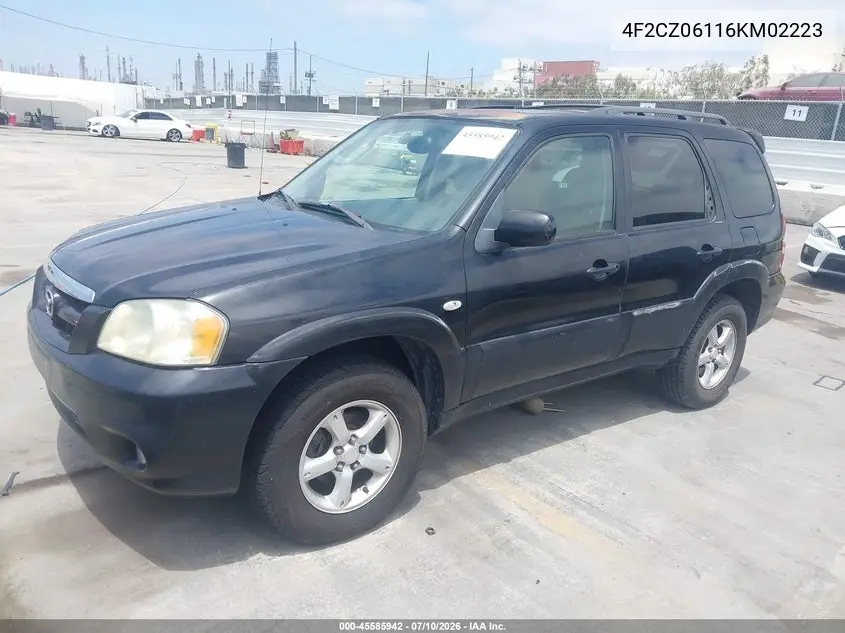 2006 Mazda Tribute S VIN: 4F2CZ06116KM02223 Lot: 45585942