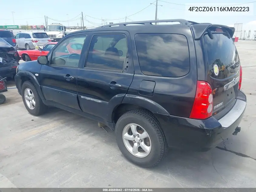 2006 Mazda Tribute S VIN: 4F2CZ06116KM02223 Lot: 45585942