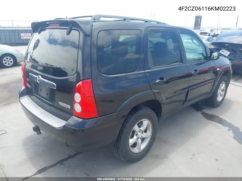 2006 Mazda Tribute S VIN: 4F2CZ06116KM02223 Lot: 45585942