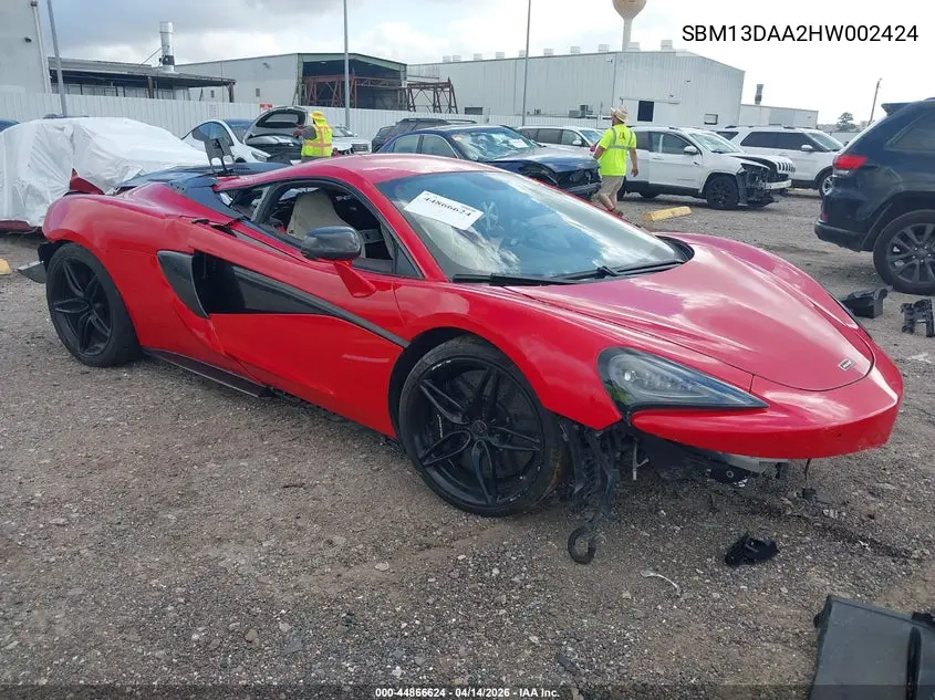 2017 Mclaren 570S VIN: SBM13DAA2HW002424 Lot: 44866624