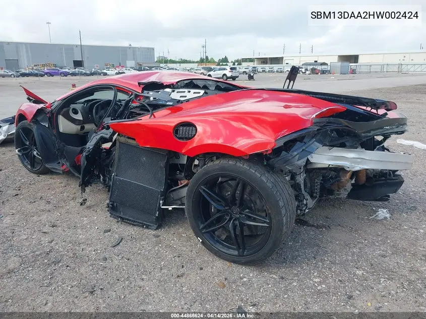 2017 Mclaren 570S VIN: SBM13DAA2HW002424 Lot: 44866624