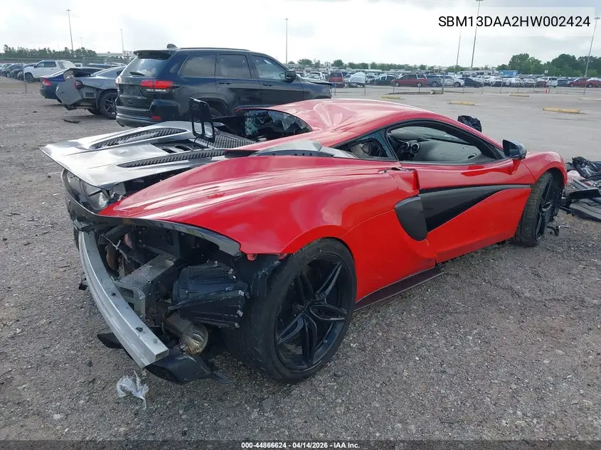 2017 Mclaren 570S VIN: SBM13DAA2HW002424 Lot: 44866624