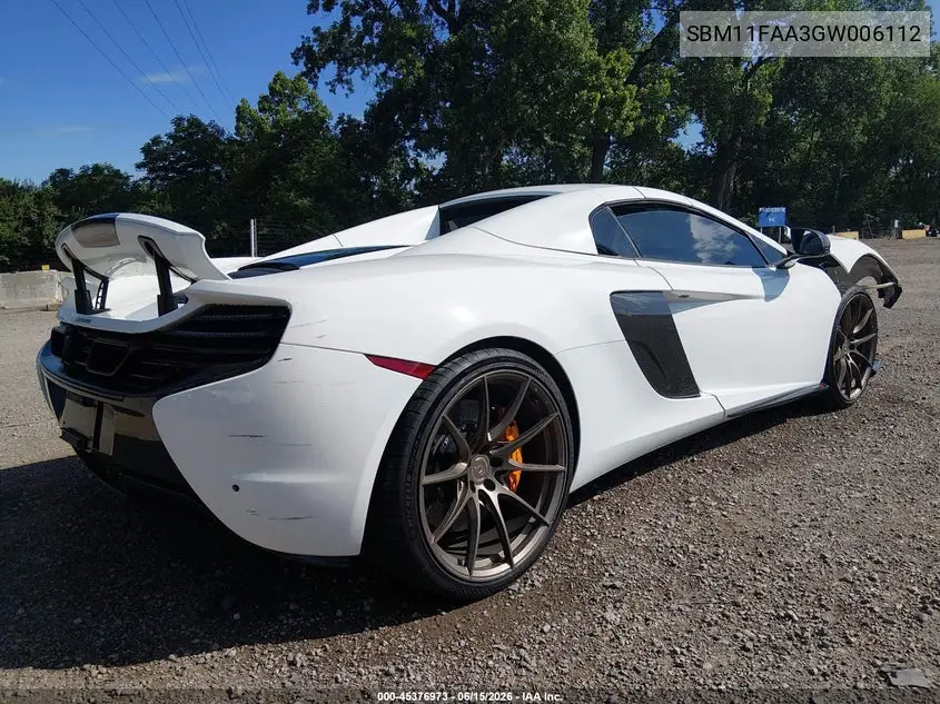 2016 Mclaren 650S VIN: SBM11FAA3GW006112 Lot: 45376973