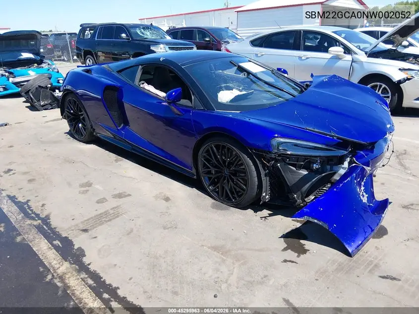 2022 Mclaren Gt Coupe VIN: SBM22GCA0NW002052 Lot: 45295963