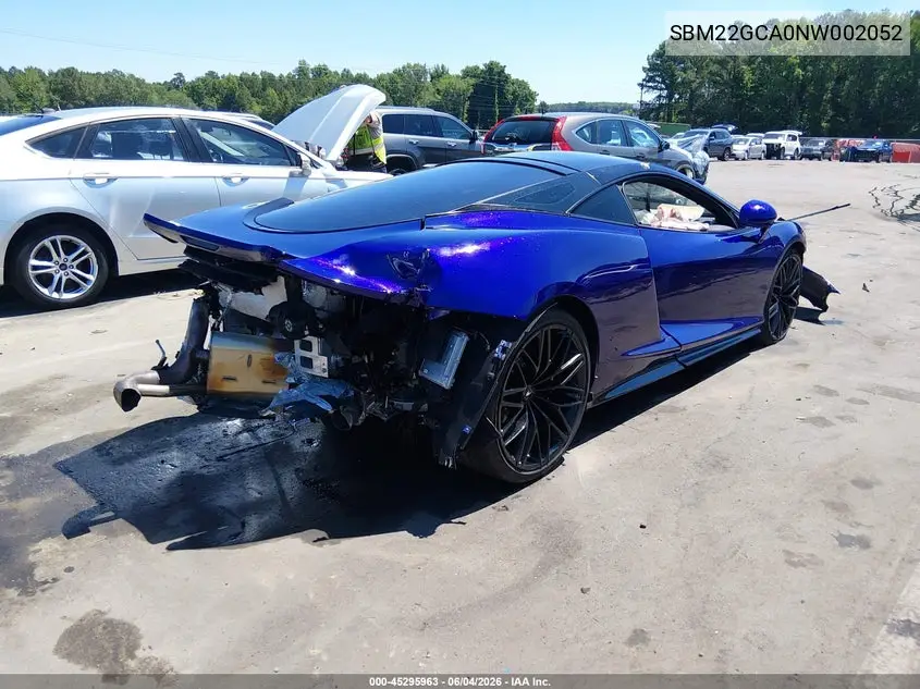 2022 Mclaren Gt Coupe VIN: SBM22GCA0NW002052 Lot: 45295963