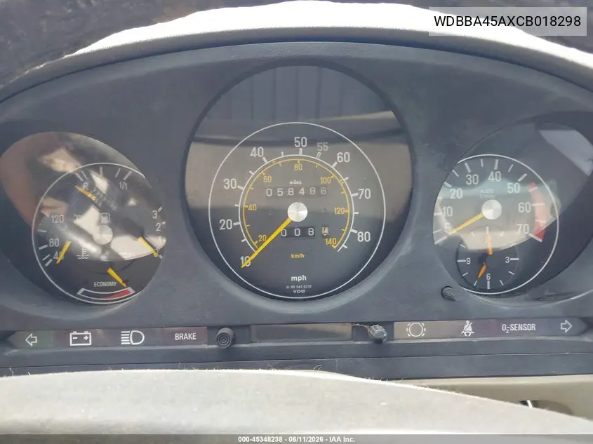 1982 Mercedes-Benz 380 Sl VIN: WDBBA45AXCB018298 Lot: 45348238