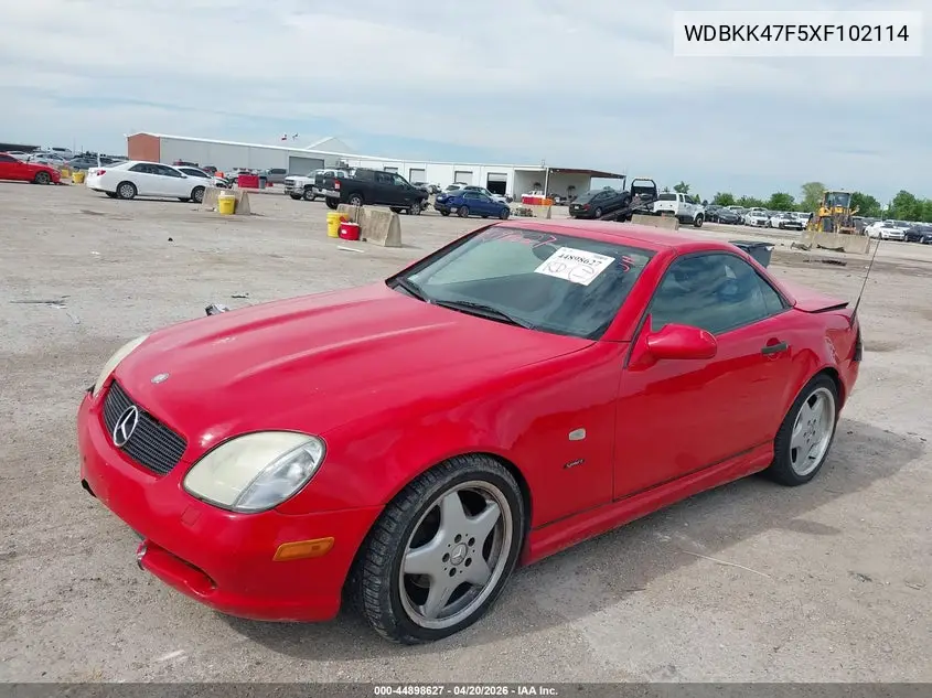 1999 Mercedes-Benz Slk 230 Kompressor VIN: WDBKK47F5XF102114 Lot: 44898627