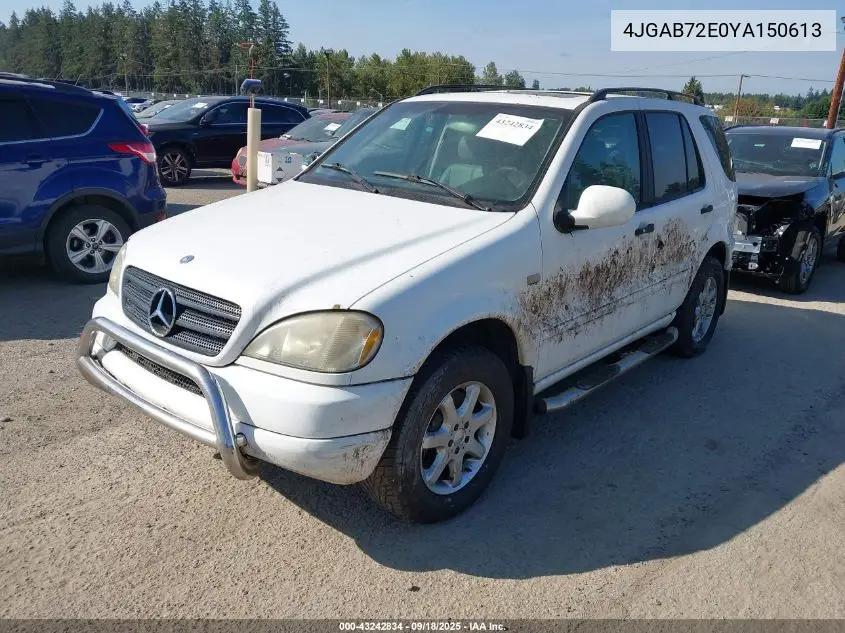 4JGAB72E0YA150613 2000 Mercedes-Benz Ml 430