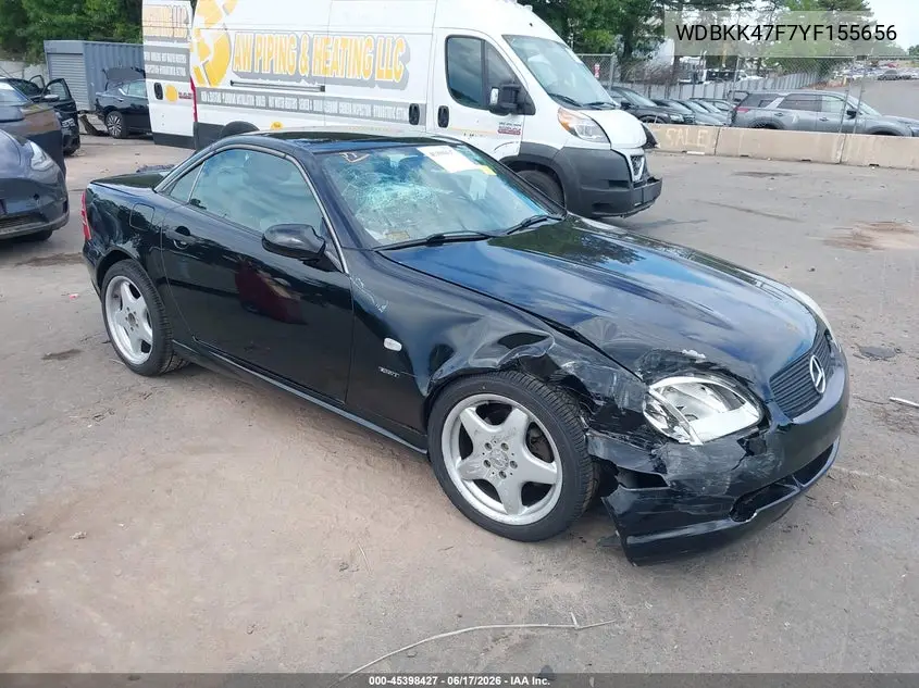 2000 Mercedes-Benz Slk 230 Kompressor VIN: WDBKK47F7YF155656 Lot: 45398427