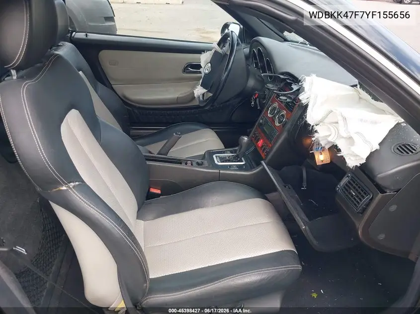 2000 Mercedes-Benz Slk 230 Kompressor VIN: WDBKK47F7YF155656 Lot: 45398427