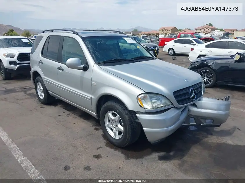 2000 Mercedes-Benz Ml 320 VIN: 4JGAB54E0YA147373 Lot: 45619587
