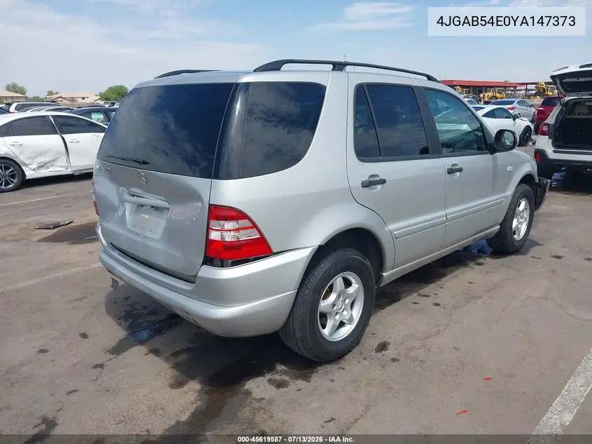 2000 Mercedes-Benz Ml 320 VIN: 4JGAB54E0YA147373 Lot: 45619587