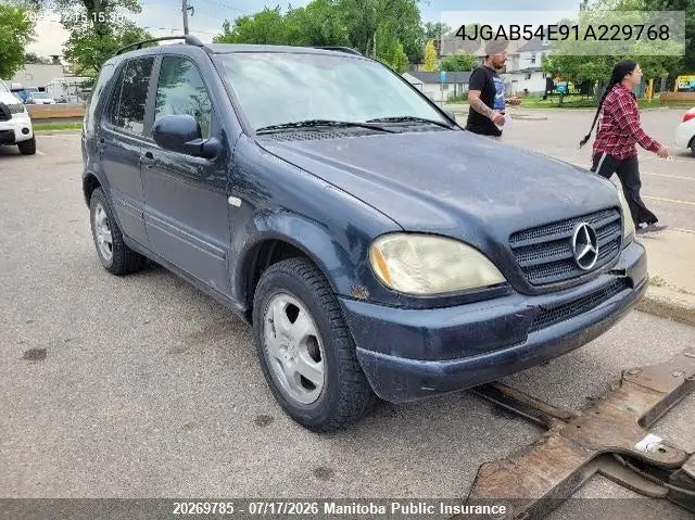 2001 Mercedes Benz Ml320 VIN: 4JGAB54E91A229768 Lot: 20269785