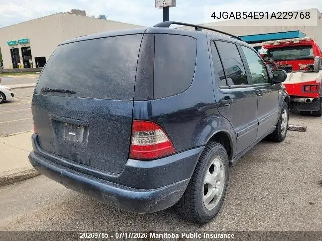 2001 Mercedes Benz Ml320 VIN: 4JGAB54E91A229768 Lot: 20269785