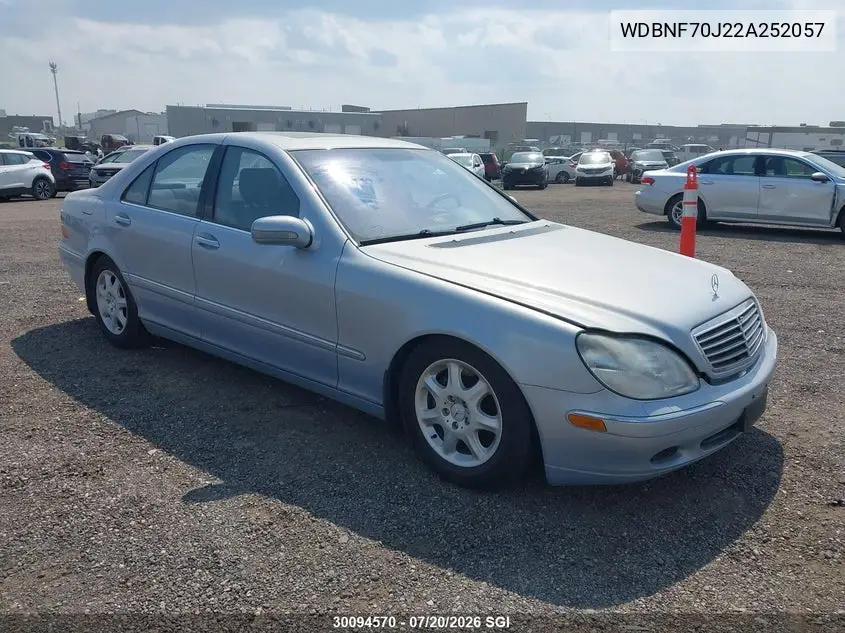 2002 Mercedes-Benz S 430 VIN: WDBNF70J22A252057 Lot: 30094570