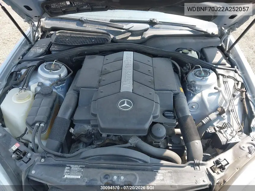 2002 Mercedes-Benz S 430 VIN: WDBNF70J22A252057 Lot: 30094570