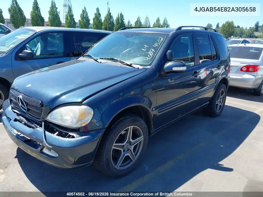 2002 Mercedes-Benz Ml 320 VIN: 4JGAB54E82A305658 Lot: 40074502