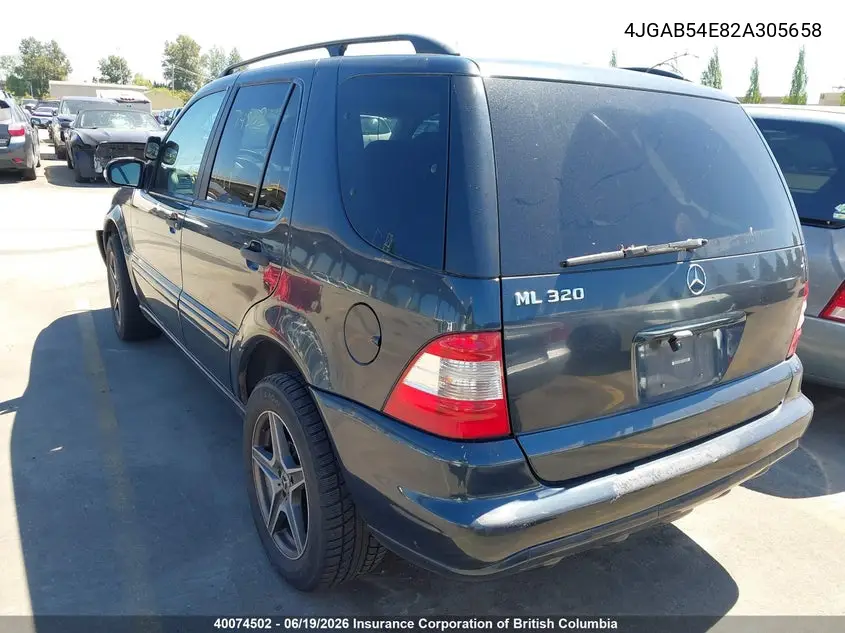 2002 Mercedes-Benz Ml 320 VIN: 4JGAB54E82A305658 Lot: 40074502