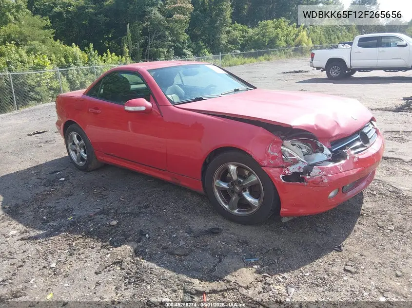 2002 Mercedes-Benz Slk 320 VIN: WDBKK65F12F265656 Lot: 45258274