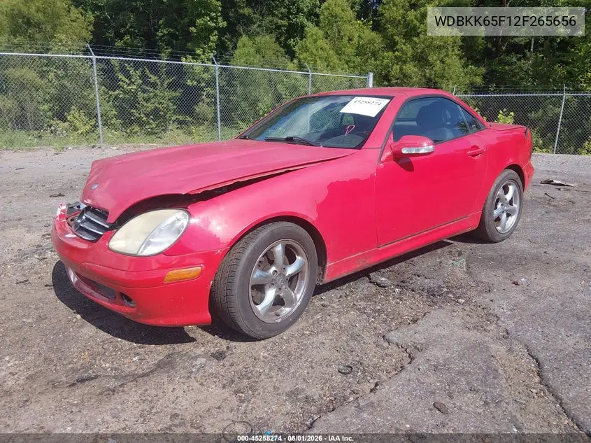 2002 Mercedes-Benz Slk 320 VIN: WDBKK65F12F265656 Lot: 45258274