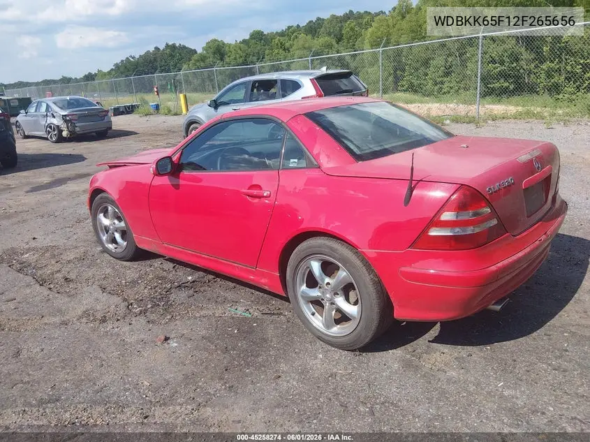 2002 Mercedes-Benz Slk 320 VIN: WDBKK65F12F265656 Lot: 45258274