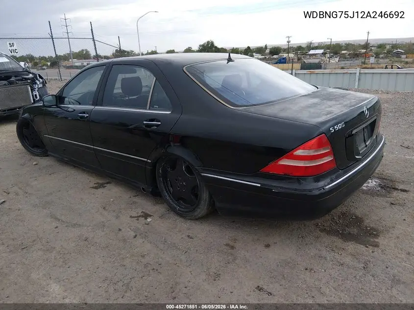 2002 Mercedes-Benz S 500 VIN: WDBNG75J12A246692 Lot: 45271851