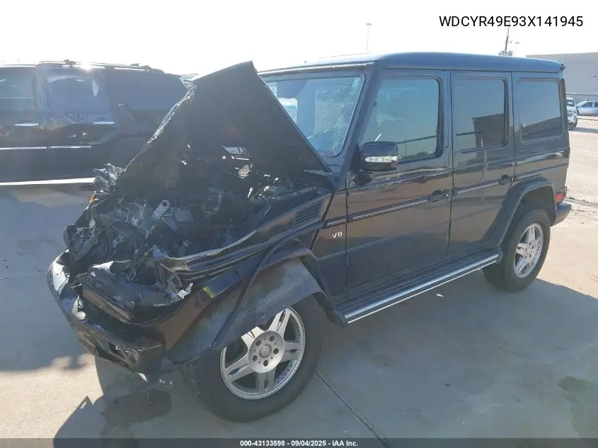 2003 Mercedes-Benz G 500 VIN: WDCYR49E93X141945 Lot: 43133598