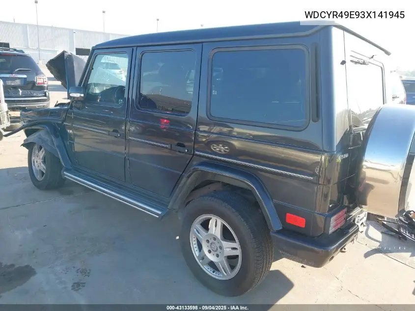 2003 Mercedes-Benz G 500 VIN: WDCYR49E93X141945 Lot: 43133598