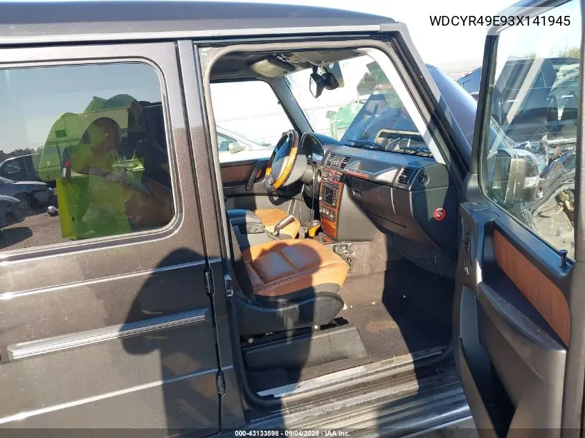 2003 Mercedes-Benz G 500 VIN: WDCYR49E93X141945 Lot: 43133598