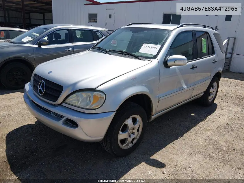 2003 Mercedes-Benz Ml 350 VIN: 4JGAB57E83A412965 Lot: 45419404