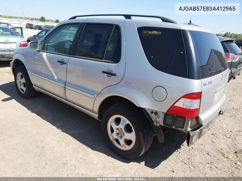 2003 Mercedes-Benz Ml 350 VIN: 4JGAB57E83A412965 Lot: 45419404