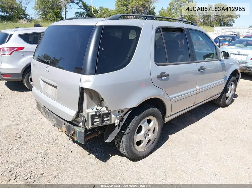 2003 Mercedes-Benz Ml 350 VIN: 4JGAB57E83A412965 Lot: 45419404
