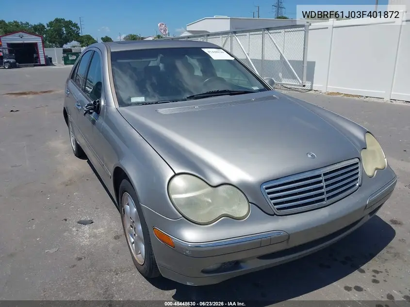 2003 Mercedes-Benz C 240 VIN: WDBRF61J03F401872 Lot: 45448630
