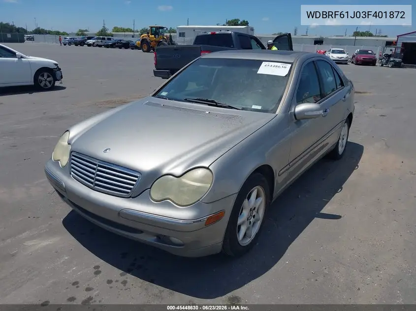 2003 Mercedes-Benz C 240 VIN: WDBRF61J03F401872 Lot: 45448630