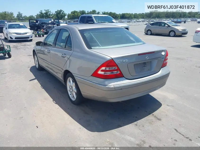 2003 Mercedes-Benz C 240 VIN: WDBRF61J03F401872 Lot: 45448630