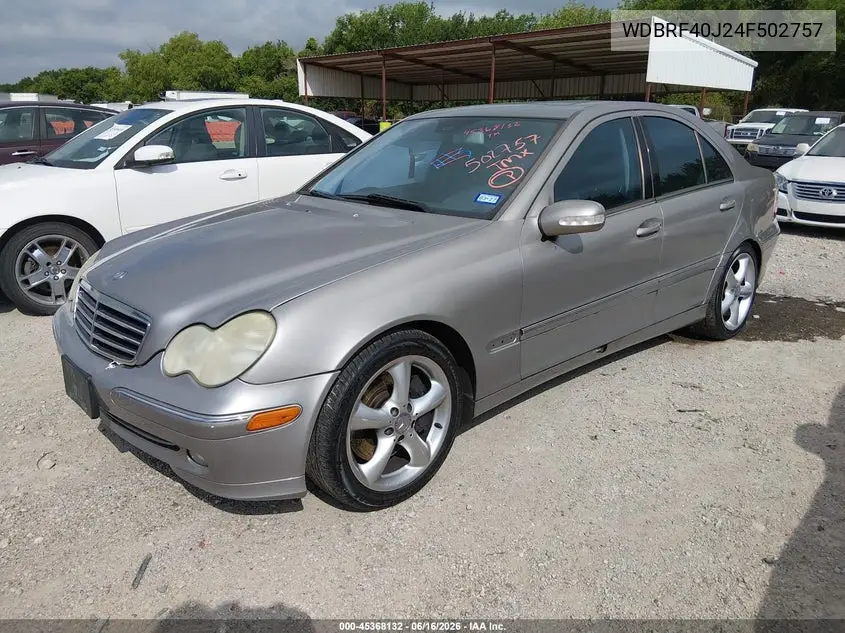 2004 Mercedes-Benz C 230 Kompressor Sport/Sport VIN: WDBRF40J24F502757 Lot: 45368132