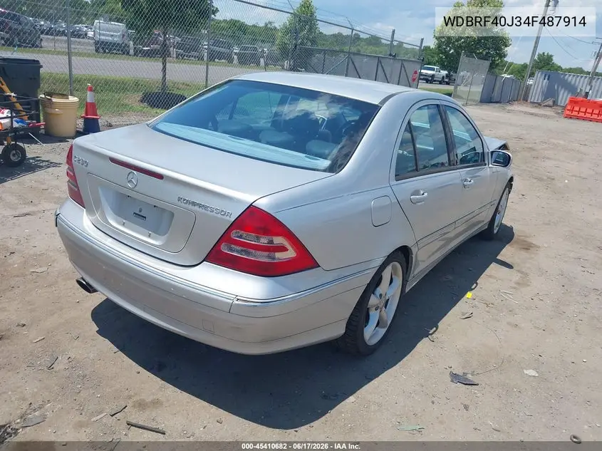 2004 Mercedes-Benz C 230 Kompressor Sport/Sport VIN: WDBRF40J34F487914 Lot: 45410682