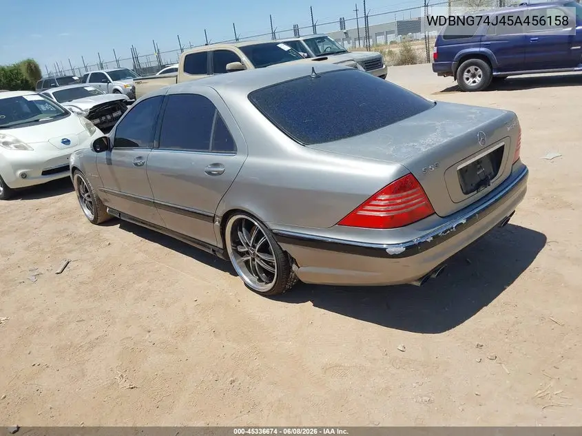 2005 Mercedes-Benz S 55 Amg VIN: WDBNG74J45A456158 Lot: 45336674