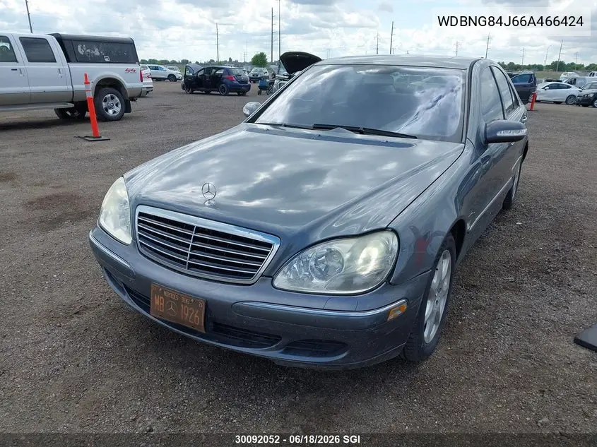 2006 Mercedes-Benz S 500 4Matic VIN: WDBNG84J66A466424 Lot: 30092052