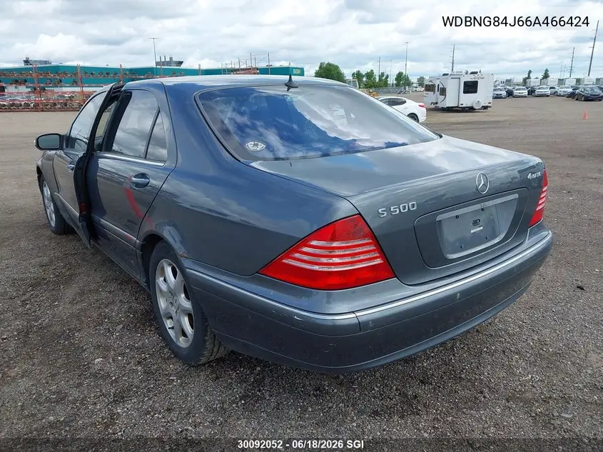 2006 Mercedes-Benz S 500 4Matic VIN: WDBNG84J66A466424 Lot: 30092052