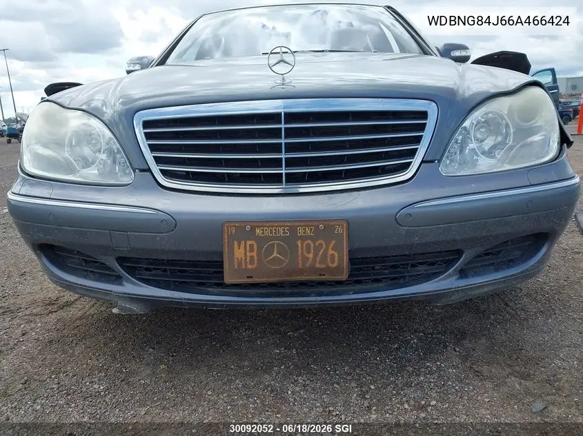 2006 Mercedes-Benz S 500 4Matic VIN: WDBNG84J66A466424 Lot: 30092052