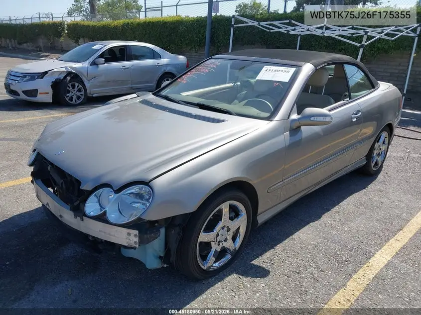 2006 Mercedes-Benz Clk 500 VIN: WDBTK75J26F175355 Lot: 45180950