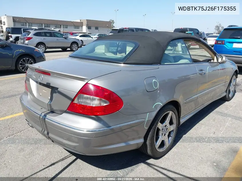 2006 Mercedes-Benz Clk 500 VIN: WDBTK75J26F175355 Lot: 45180950