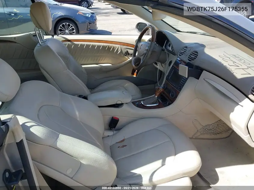 2006 Mercedes-Benz Clk 500 VIN: WDBTK75J26F175355 Lot: 45180950
