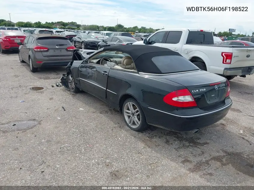 2006 Mercedes-Benz Clk 350 VIN: WDBTK56H06F198522 Lot: 45192063