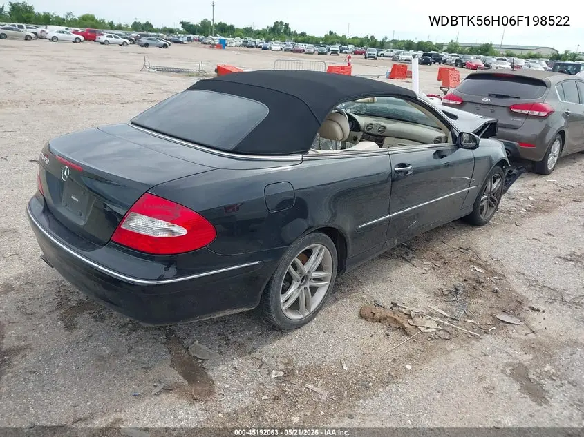 2006 Mercedes-Benz Clk 350 VIN: WDBTK56H06F198522 Lot: 45192063