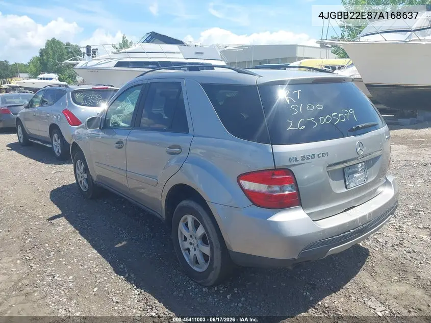 2007 Mercedes-Benz Ml 320 Cdi 4Matic VIN: 4JGBB22E87A168637 Lot: 45411003