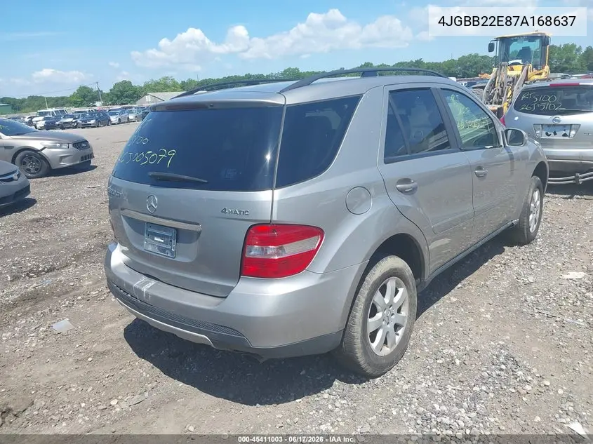 2007 Mercedes-Benz Ml 320 Cdi 4Matic VIN: 4JGBB22E87A168637 Lot: 45411003