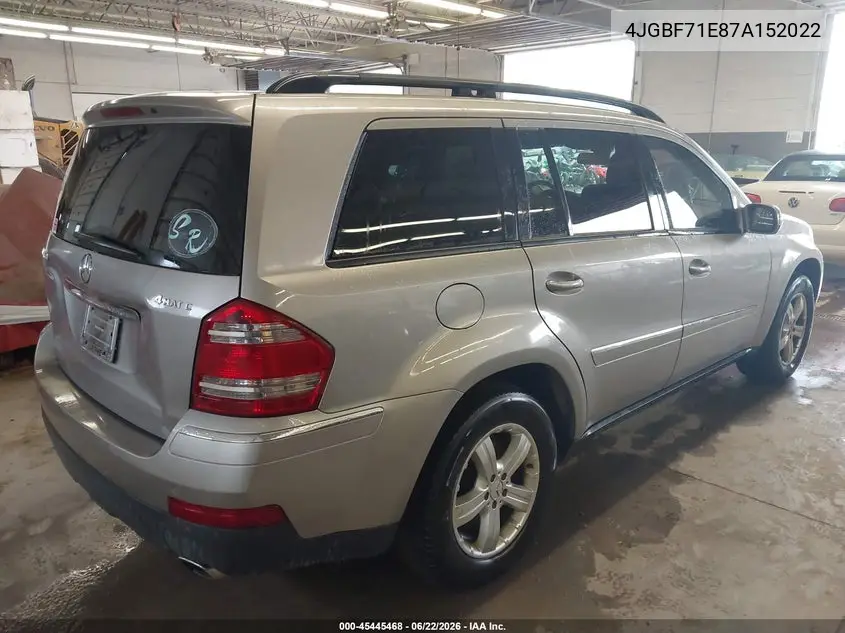 2007 Mercedes-Benz Gl 450 4Matic VIN: 4JGBF71E87A152022 Lot: 45445468